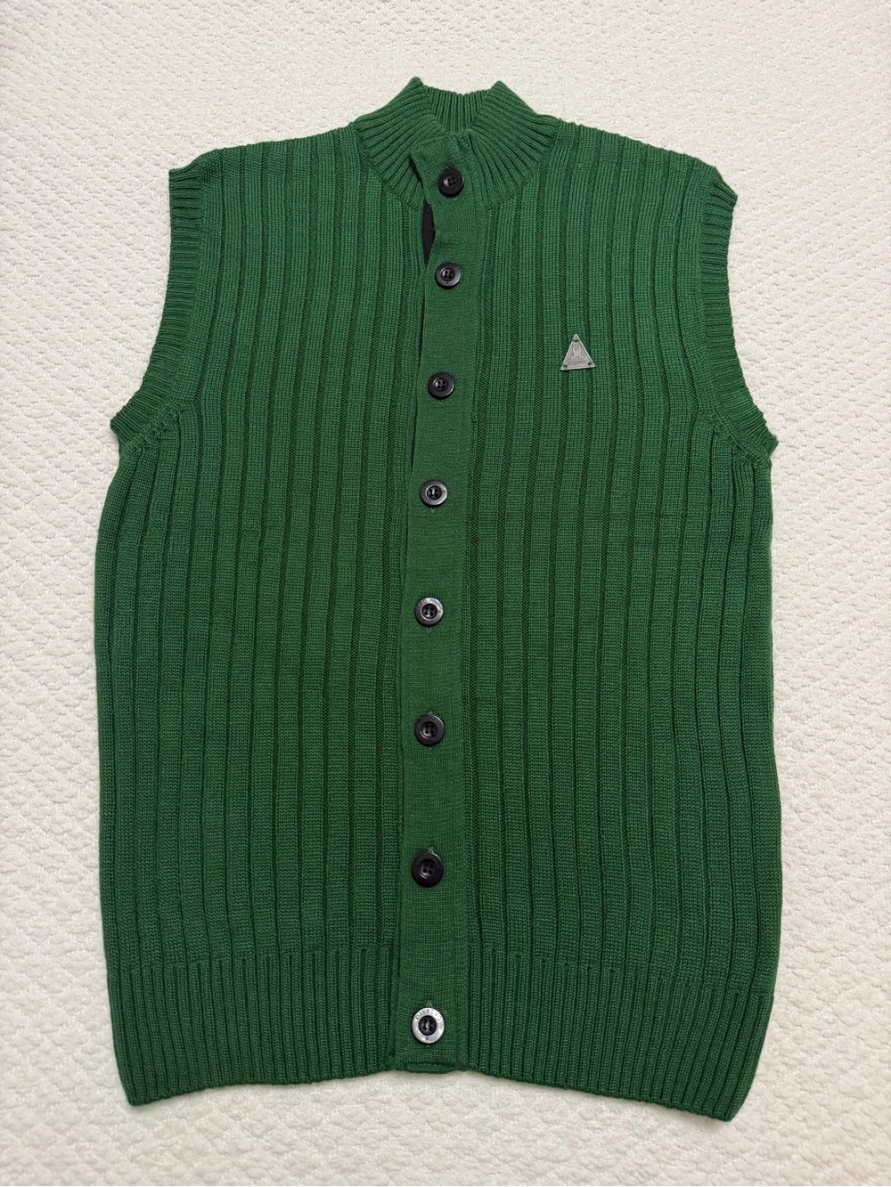 Vintage Gaastra Surplus Green Ribbed Knit Mock Neck Sweater Vest Men's Medium